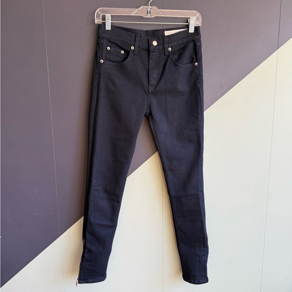 Rag & Bone Dark Indigo High Rise Ankle Length Skinny Jeans w/ Zip, Size 26, EUC